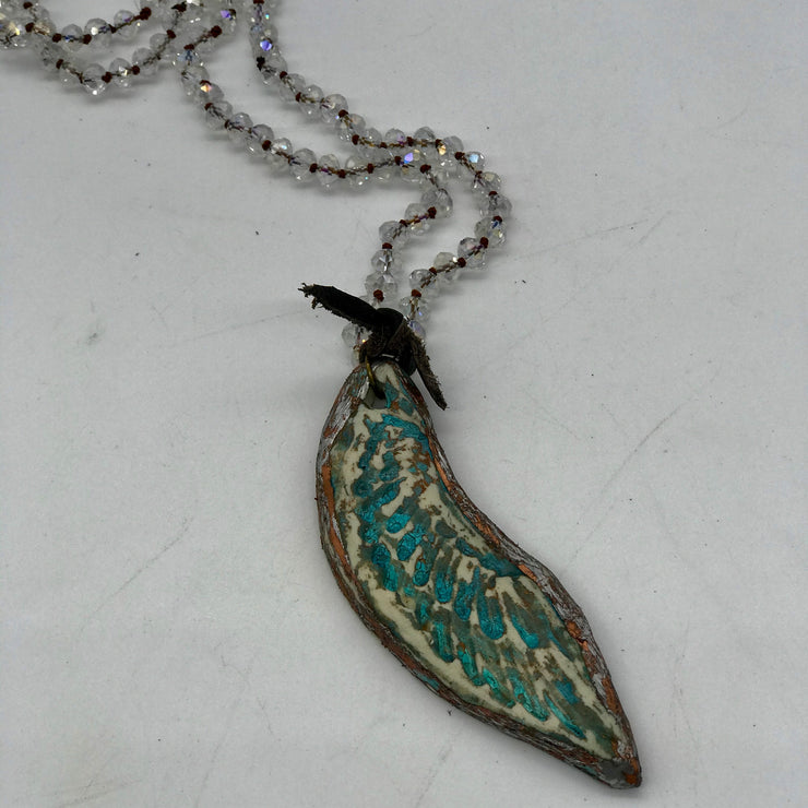Hand Carved Stone Angel Wing Necklace