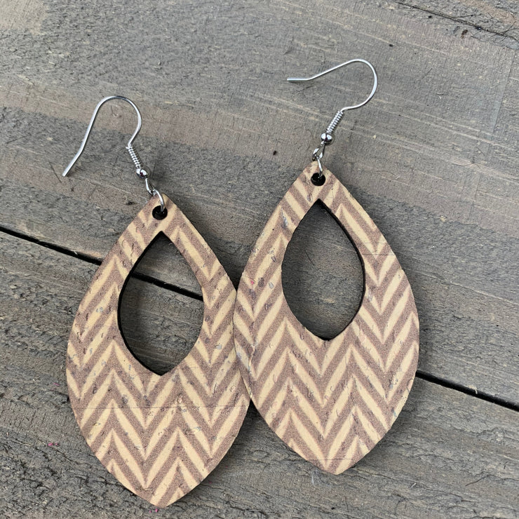 Tan Chevron Cork Earrings