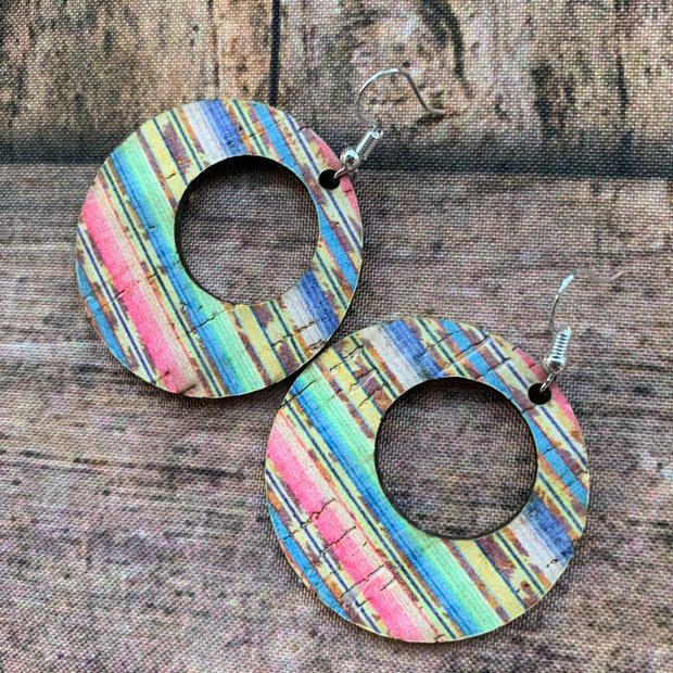 Rainbow Serape Cork Earrings