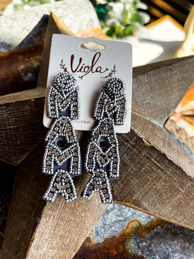 Mama Earrings- Gray
