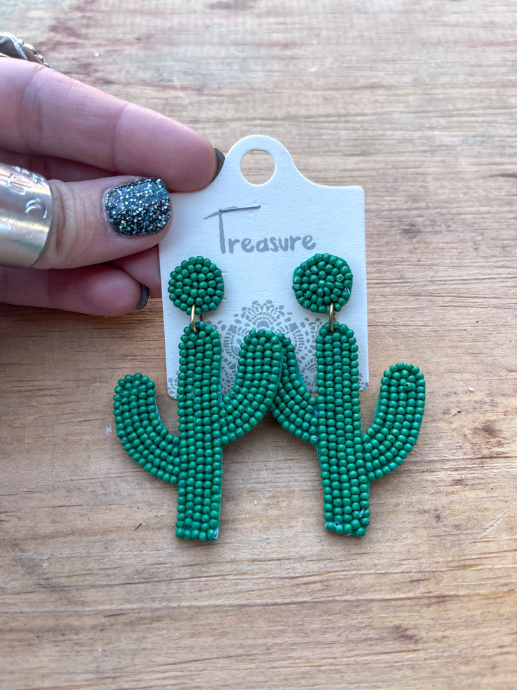 Calling Cactus Green Earrings