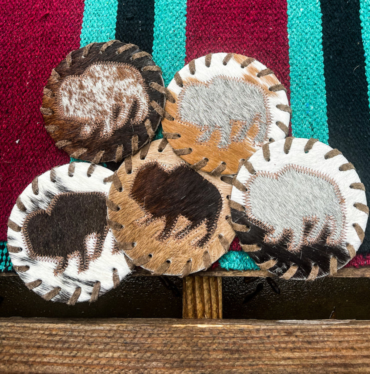 Cowhide Buffalo Set Of Four Coasters