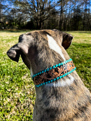 Acety Hand Tooled Leather Dog Collar