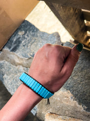 Woven Regalite Turquoise Stacked Bracelet
