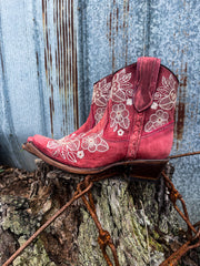 LD Red / Bone Flowered Embroidery Circle G Boots