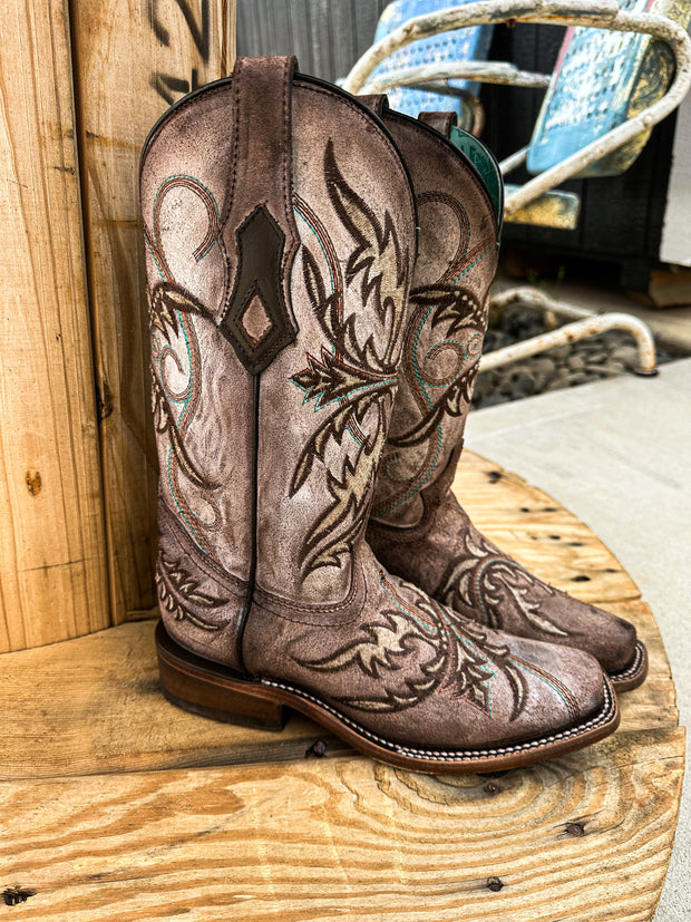 LD Tobacco Embroidery Corral Boot