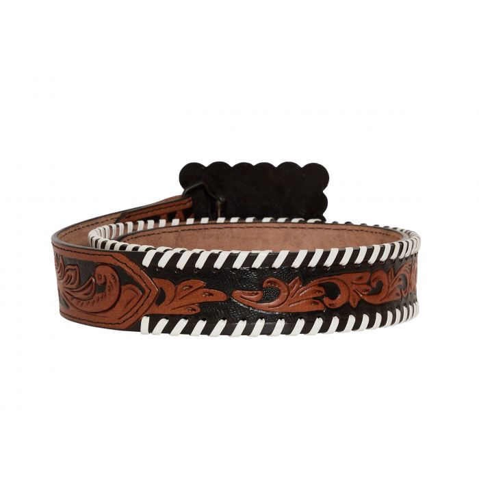 Grave Brown Hand-Tooled Leather Belt